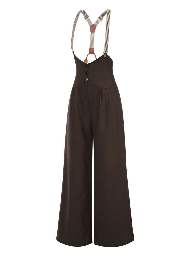 Dark 1950s Button Suspender Pants - vintage fashion, retro style