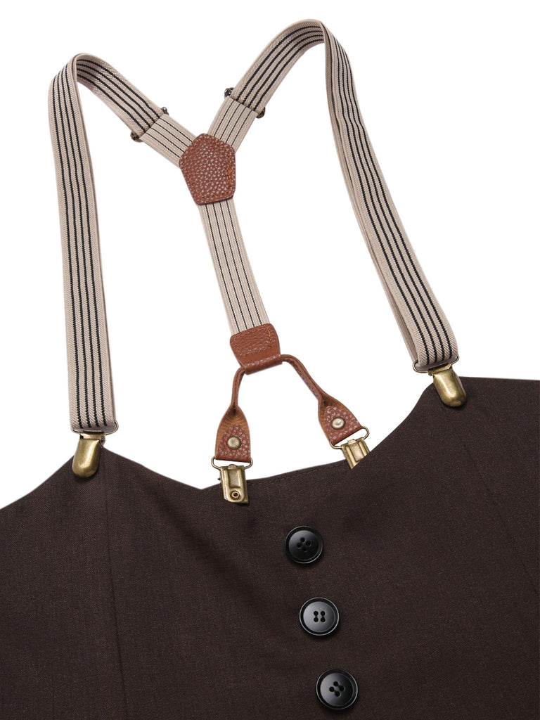 Dark 1950s Button Suspender Pants - vintage fashion, retro style
