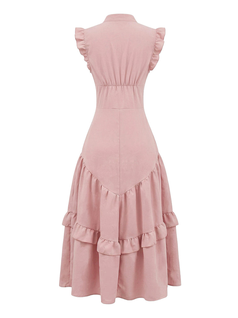 Dark Pink 1950s Cotton Linen Sleeveless Swing Dress, vintage dress, retro fashion, rockabilly, pin-up fashion - perfect for women who love vintage and retro fashion