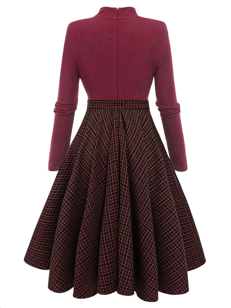 Dark 1950s Plaid Knitting Dress — vintage elegance for the modern woman