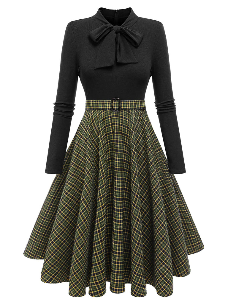 Dark 1950s Plaid Knitting Dress — vintage elegance for the modern woman