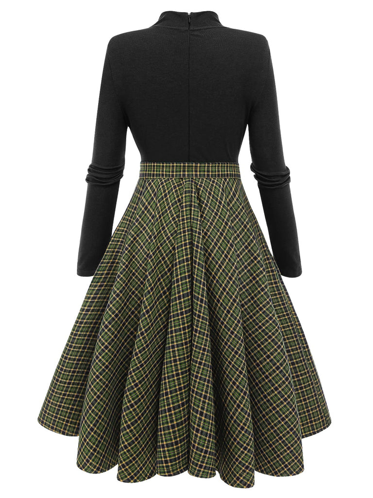 Dark 1950s Plaid Knitting Dress: timeless style reimagined