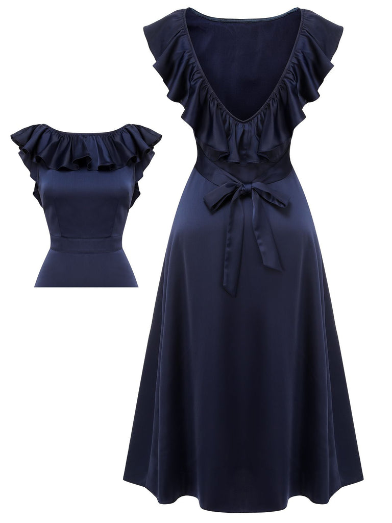 blue retro dress Blue vintage velvet dress "Juliane Velvet Swing Dress"
