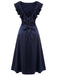 Dark Blue 1930s Flounce Sleeve Cowl Neck Trumpet Dress, vintage dress, retro fashion - perfect for women who love vintage and retro fashion