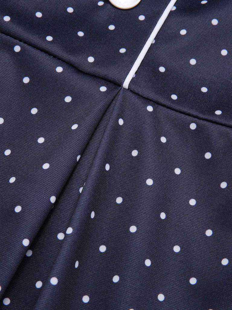 Dark Blue 1930s Polka Dots Straps Jumpsuit, vintage romper, retro jumpsuit - perfect for women who love vintage and retro fashion