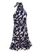 Dark Blue 1940s Backless Halter Floral Dress, vintage dress, retro fashion, floral print - perfect for women who love vintage and retro fashion