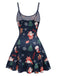 Dark Blue 1940s Christmas Straps Nightgown, vintage fashion, retro style - perfect for women who love vintage and retro fashion