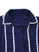 Dark Blue 1940s Contrast-Trim Belted Shirt Dress - vintage dress, retro fashion