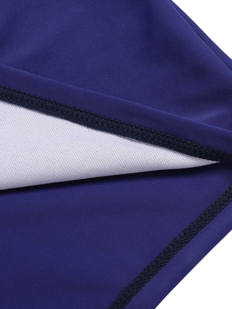 Dark Blue 1940s Halter Ocean Stripes Swimsuit: 1940s Riviera elegance, reimagined for her