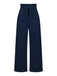 Dark Blue 1940s High Waist Bow Waist Pants - vintage fashion, retro style