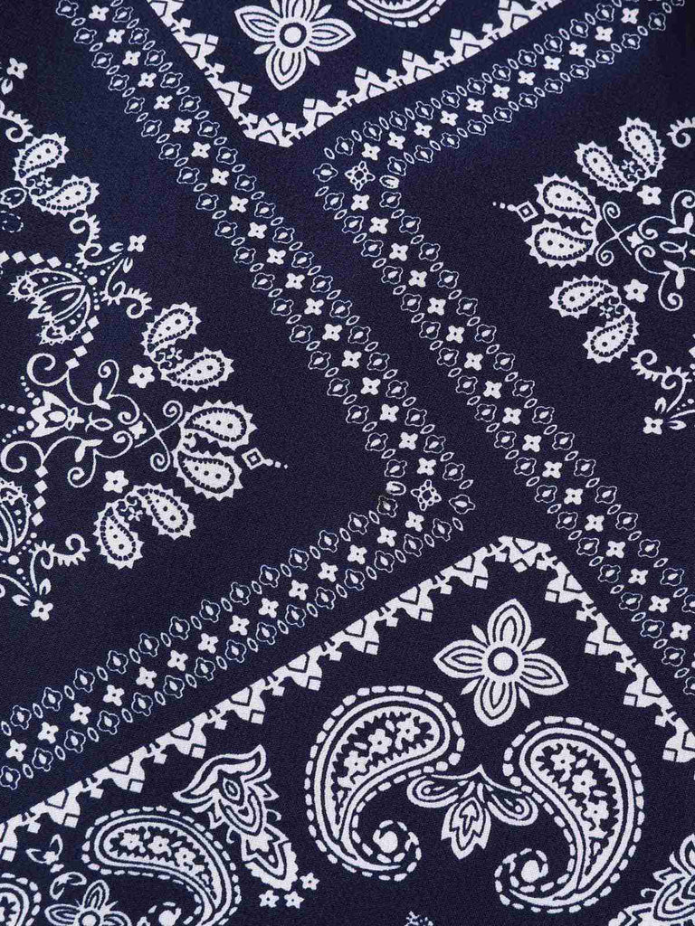 Dark Blue 1940s Paisley Drawstring Romper: timeless 1940s elegance she makes her own