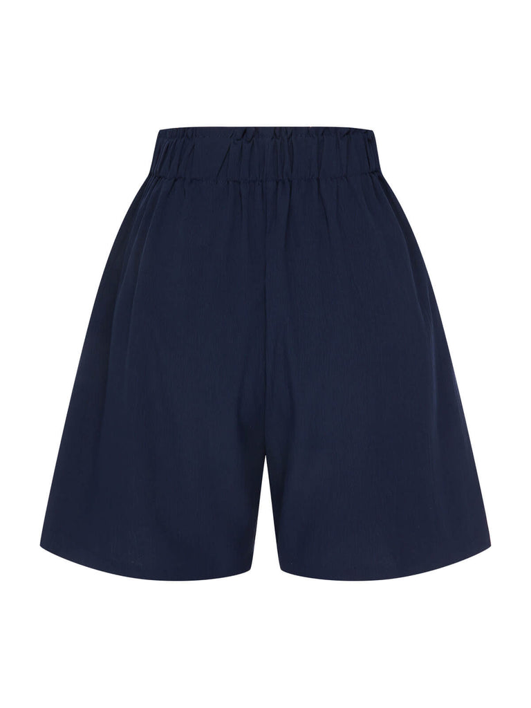 Dark Blue 1940s Solid Pleated Shorts, vintage fashion, retro style - perfect for women who love vintage and retro fashion
