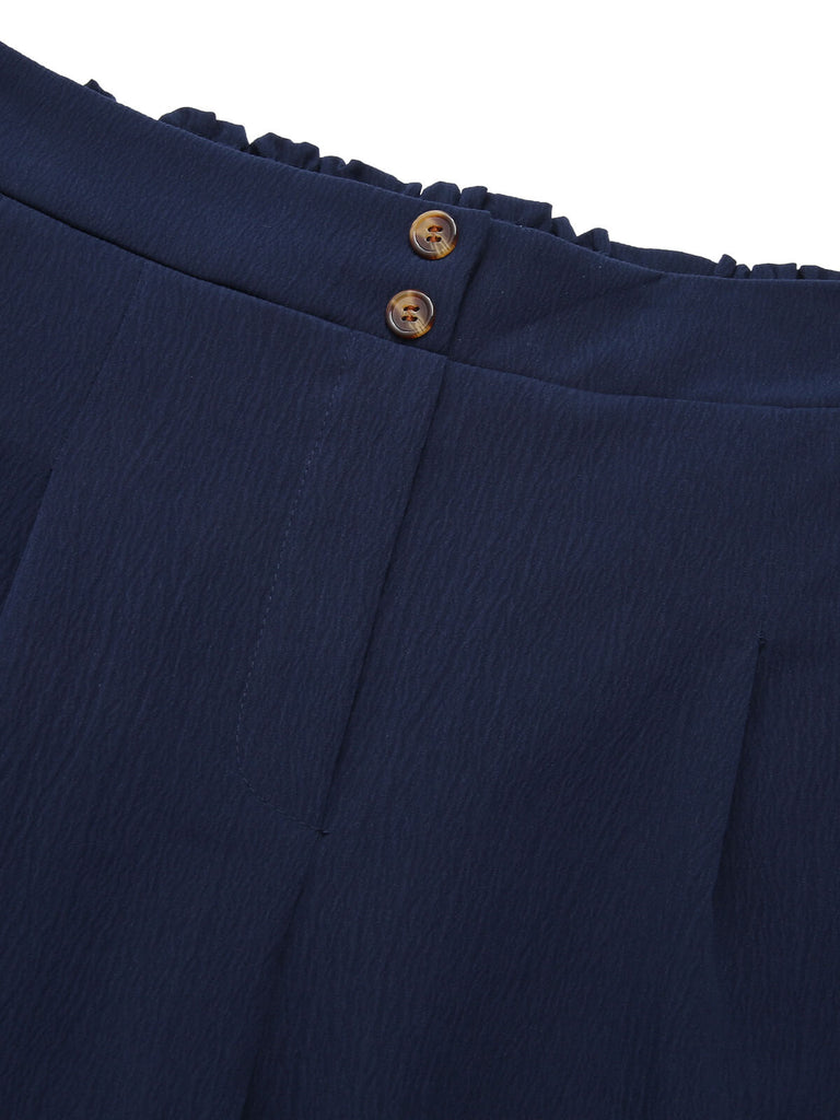 Dark Blue 1940s Solid Pleated Shorts, vintage fashion, retro style - perfect for women who love vintage and retro fashion