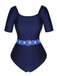 Dark Blue 1940s Stars One-Piece Swimsuit, vintage swimsuit, pin-up swimwear - perfect for women who love vintage and retro fashion