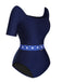 Dark Blue 1940s Stars One-Piece Swimsuit, vintage swimsuit, pin-up swimwear - perfect for women who love vintage and retro fashion