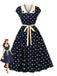 Dark Blue 1940s Vintage Swing Dress, vintage dress, retro fashion, rockabilly, pin-up fashion - perfect for women who love vintage and retro fashion