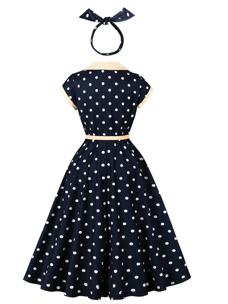 Dark Blue 1940s Vintage Swing Dress, vintage dress, retro fashion, rockabilly, pin-up fashion - perfect for women who love vintage and retro fashion