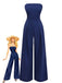 Dark Blue 1940s Wrap Style Wide Leg Jumpsuit 2