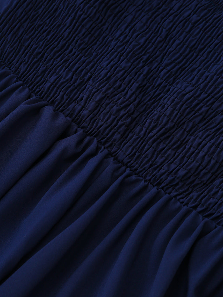 Dark Blue 1940s Wrap Style Wide Leg Jumpsuit 7