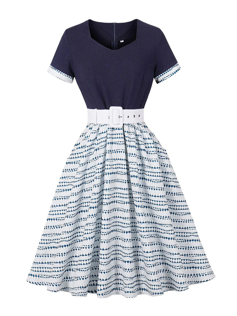 dark blue swing dress Cybele Satin Swing Dress in Navy Blue