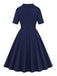 Dark Blue 1950s Peter Pan Collar Belted Dress: where 1950s romance meets her modern spirit