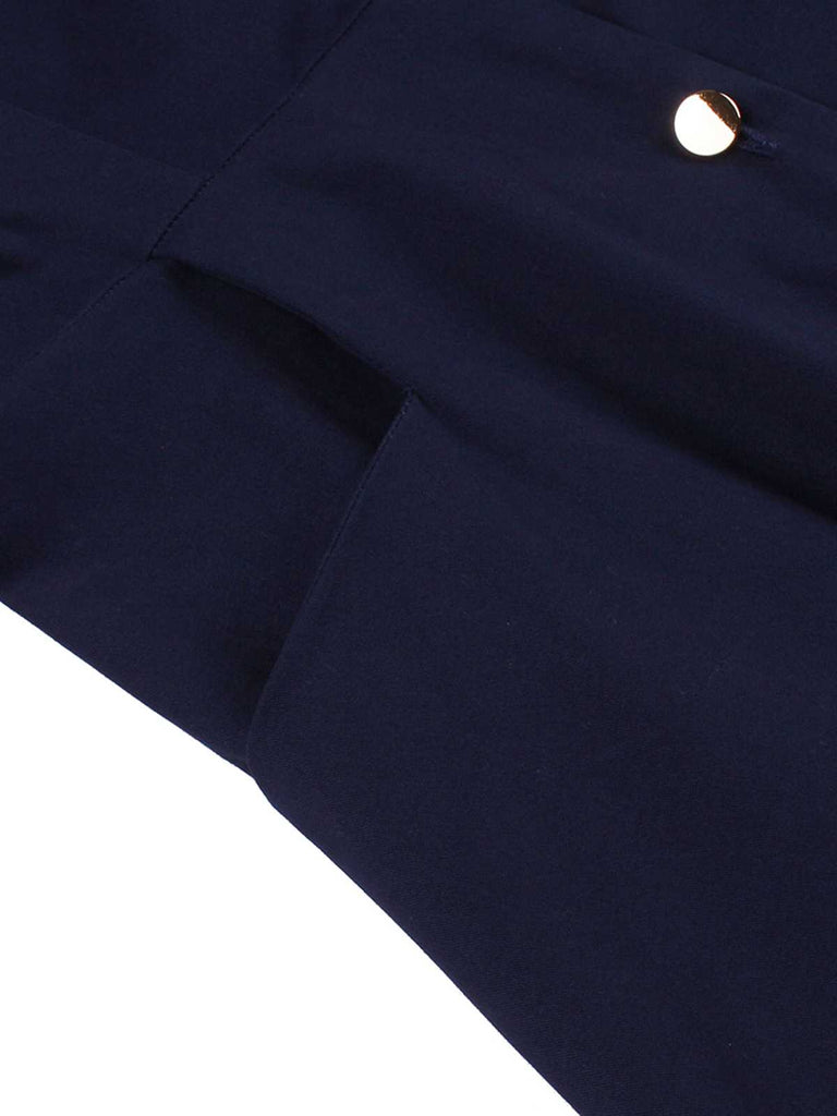 This Dark Blue 1950s Peter Pan Collar Belted Dress wraps her in 1950s elegance, one twirl at a time