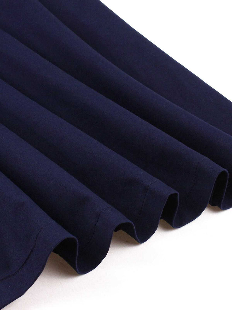 Dark Blue 1950s Peter Pan Collar Belted Dress — the kind of 1950s dress that makes strangers smile