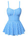 Dark Blue 1950s Plaid Spaghetti Strap Swimsuit, vintage swimsuit, pin-up swimwear - perfect for women who love vintage and retro fashion