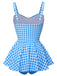 Dark Blue 1950s Plaid Spaghetti Strap Swimsuit, vintage swimsuit, pin-up swimwear - perfect for women who love vintage and retro fashion