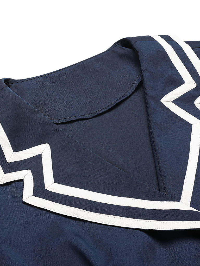 navy blue double breasted dress Navy Double-Breasted Blazer Dress FashionByTeresa