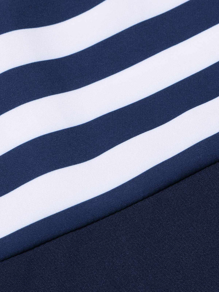 Dark Blue 1950s Striped Off-Shoulder Dress, vintage dress, retro fashion, rockabilly, pin-up fashion - perfect for women who love vintage and retro fashion