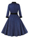 Dark Blue 1950s Striped Patchwork Belted Dress: where 1950s romance meets her modern spirit
