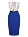 Dark Blue 1960s Bandeau Newspaper Belted Pencil Dress: where 1960s romance meets her modern spirit