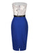 Dark Blue 1960s Bandeau Newspaper Belted Pencil Dress — the kind of 1960s dress that makes strangers smile