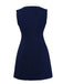 Dark Blue 1960s Contrast Raw Cuffs Buttons Dress - vintage dress, retro fashion