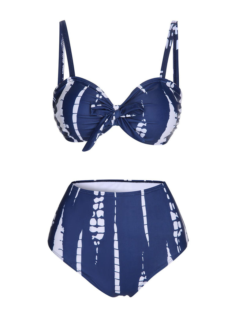 Dark Blue 1960s Dyed Graphic Strap Swimsuit & Cover Up, vintage swimsuit, pin-up swimwear - perfect for women who love vintage and retro fashion