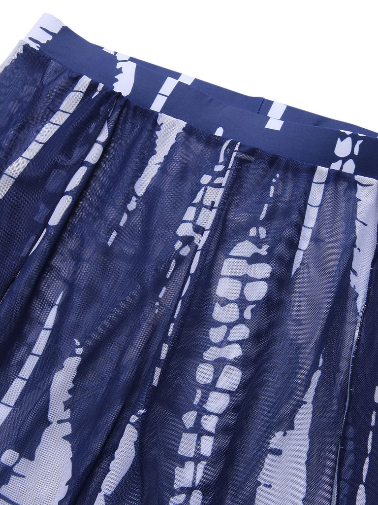Dark Blue 1960s Dyed Graphic Strap Swimsuit & Cover Up, vintage swimsuit, pin-up swimwear - perfect for women who love vintage and retro fashion