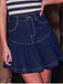 Dark Blue 1960s Ruffled Denim Skirt - vintage skirt, retro style