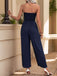 Dark Blue 1960s Solid Bow Strapless Jumpsuit: timeless 1960s elegance she makes her own