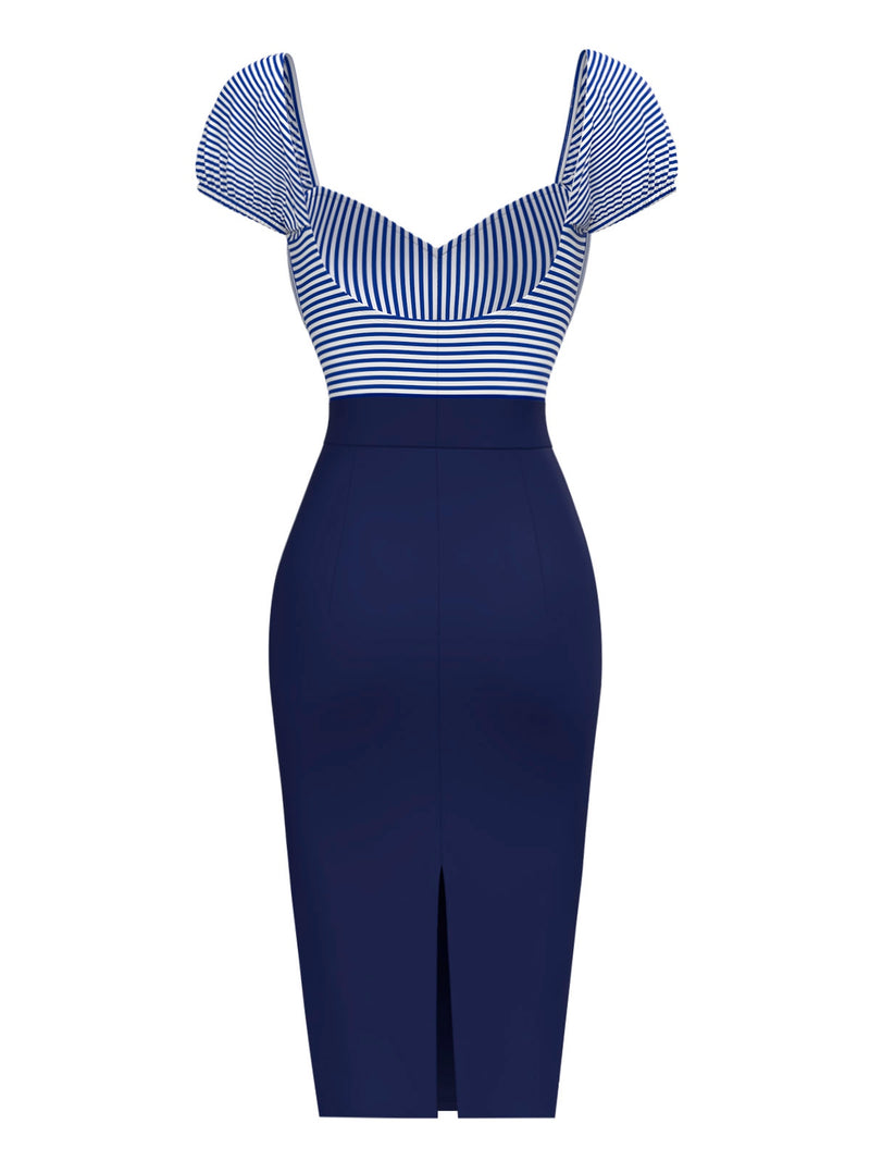 Dark-Blue-1960s-Striped-Puff-