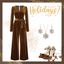 She finds her 1930s story in this Dark Brown 1930s Solid V-Neck Velvet Jumpsuit