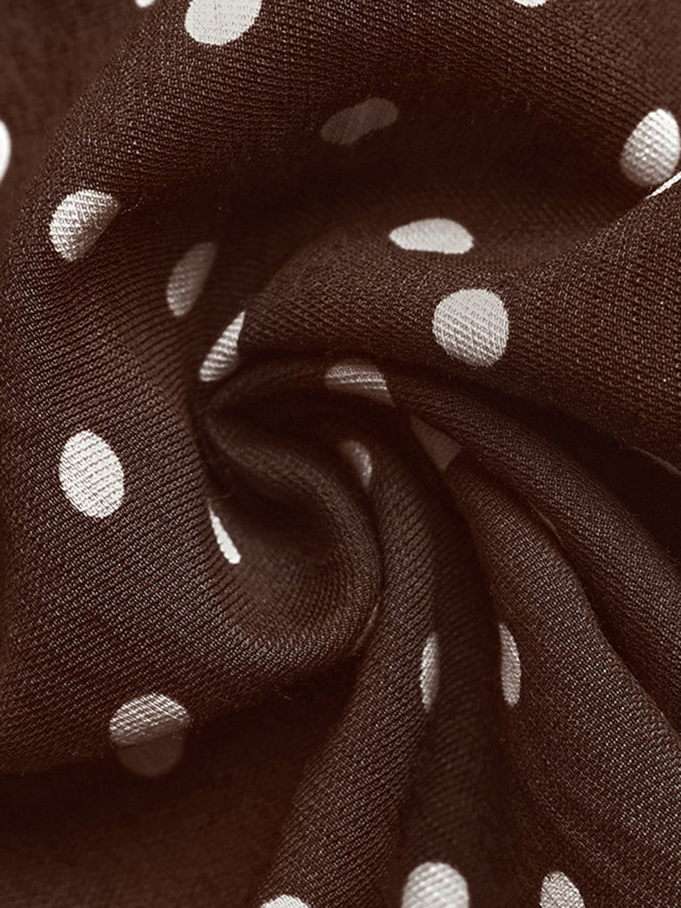 Dark Brown 1960s Polka Dot Halter Backless Dress, vintage dress, retro fashion - perfect for women who love vintage and retro fashion