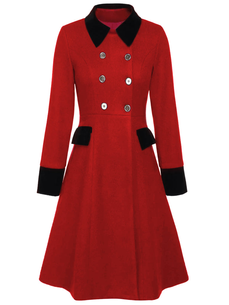 Dark Green 1940s Solid Button Coat - vintage fashion, retro style