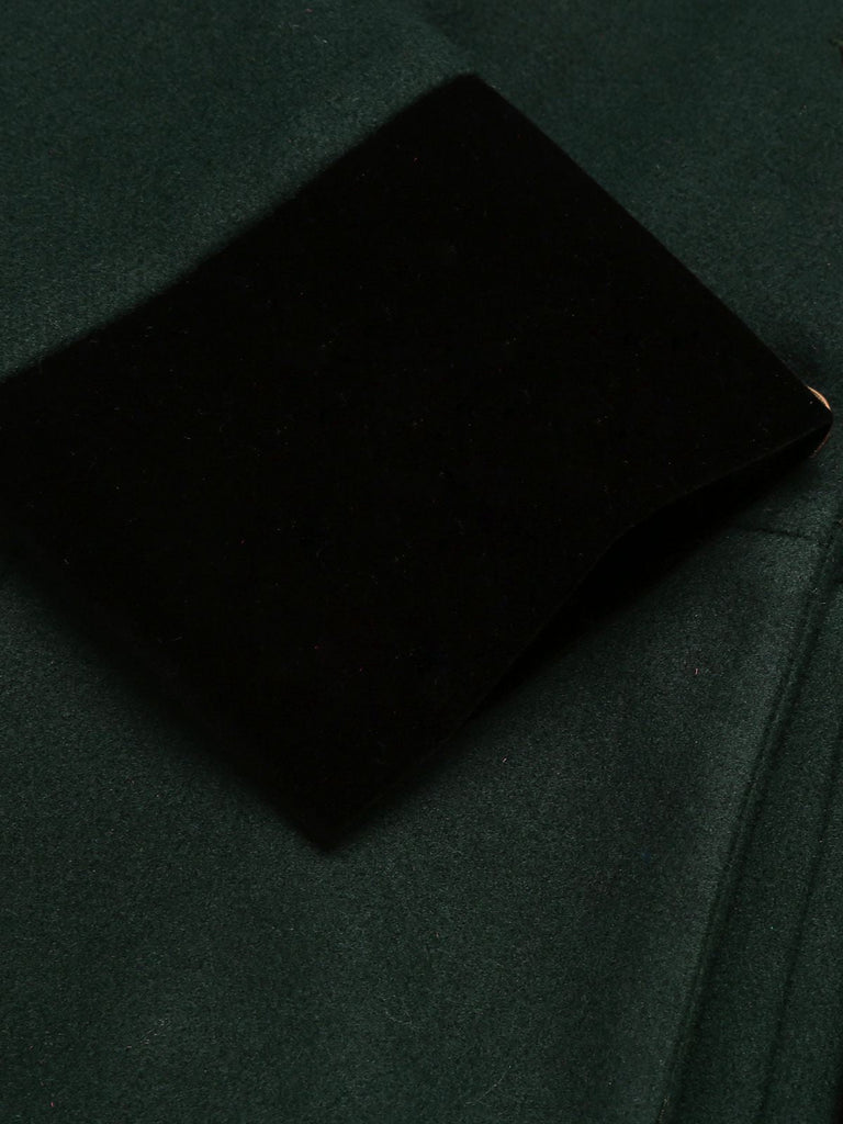 Dark Green 1940s Solid Button Coat — 1940s style that speaks before she does