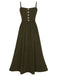 Dark Green 1940s Solid Button Sling Dress, vintage dress, retro fashion - perfect for women who love vintage and retro fashion