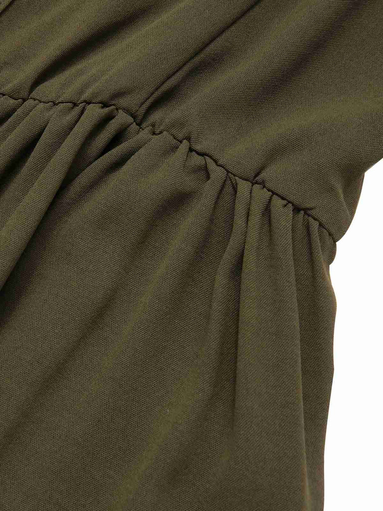 Dark Green 1940s Solid Button Sling Dress, vintage dress, retro fashion - perfect for women who love vintage and retro fashion