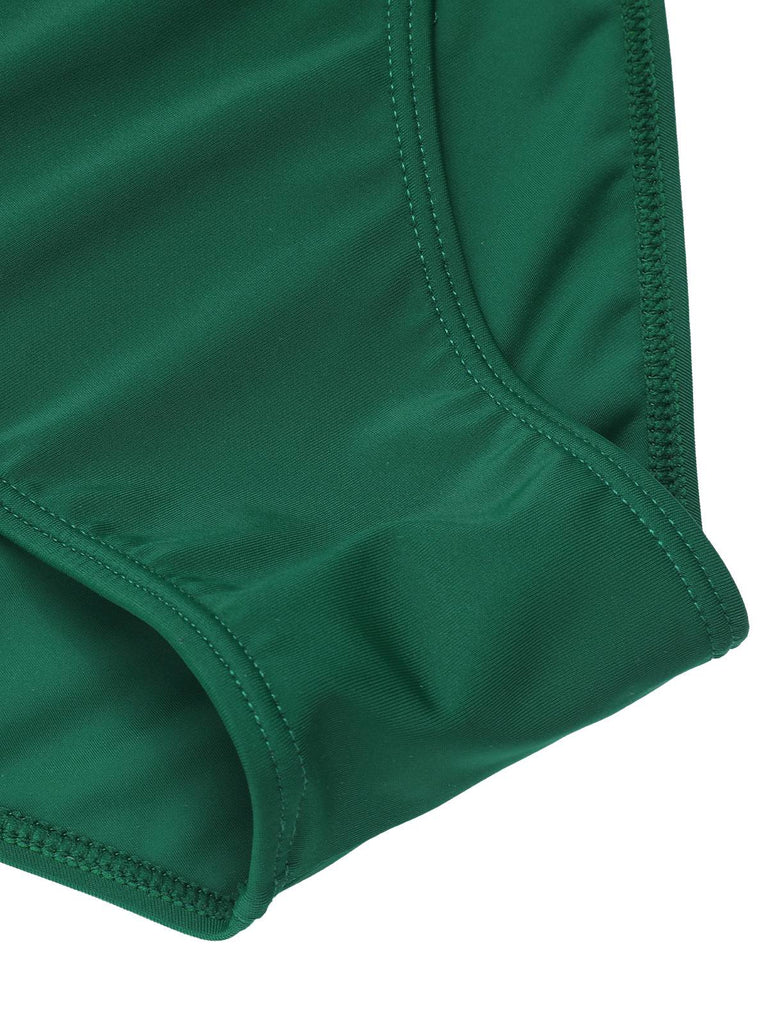 Dark Green 1940s Striped Ruffled Swimsuit, vintage swimsuit, pin-up swimwear - perfect for women who love vintage and retro fashion