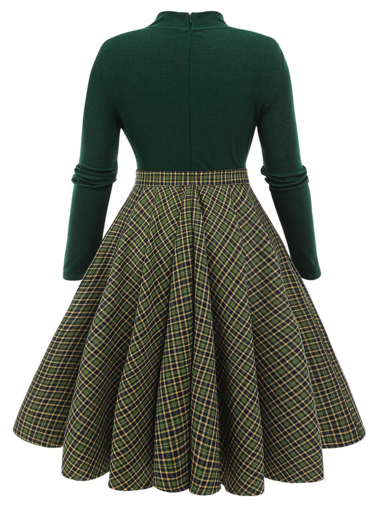 Dark Green 1950s Plaid Knitting Dress — the kind of 1950s dress that makes strangers smile