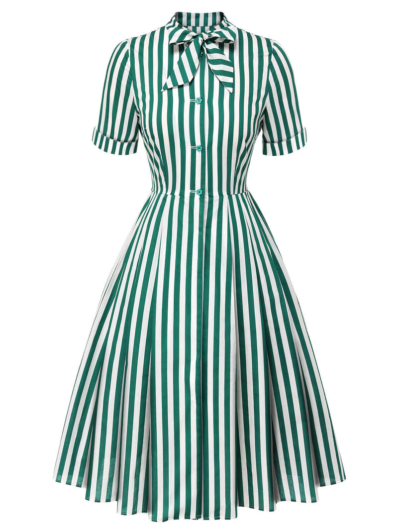 green and white striped dress Dark 1950s Tie Neck MasterSku:O67P31E2 Fashion Designer Creating Art on Video Pay With:305 Qs (Silkroll Fee: $7.63)