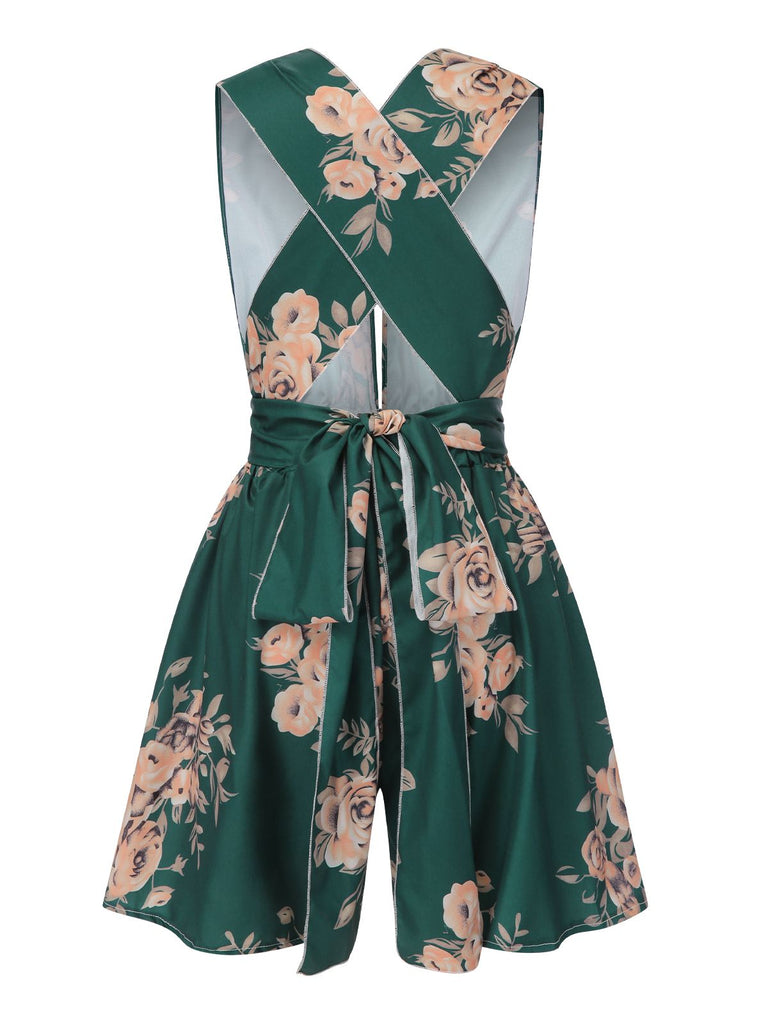 1970s Floral Deep VNeck Romper | 1970s | vintage romper, retro jumpsuit